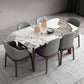 Mesa de comedor Mid-Century para el hogar Mesa con tapa de piedra y estructura de madera