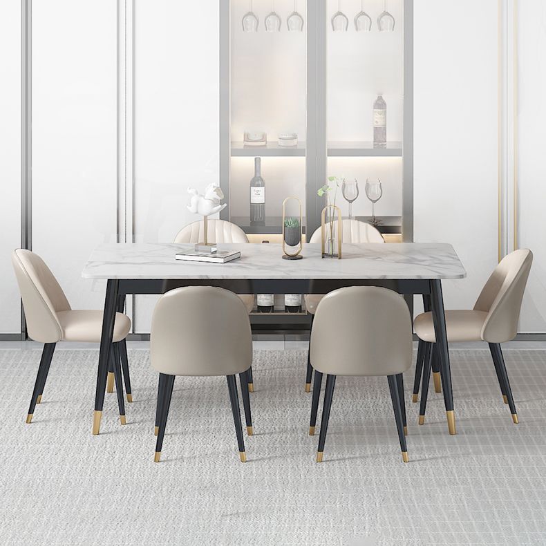 Modern Indoor 1/4/5/7 Pieces Dining Set Rectangle Stone Top Legs Dinette Set Clearhalo 'Dining Room Sets' 'Dining Tables & Seating' 'dining_room_set' 'furn' 'furn_dining_room_set' 'Furniture' 'Kitchen & Dining Furniture' 1200x1200_0e4b9658-e613-4547-9454-110c74a40d04