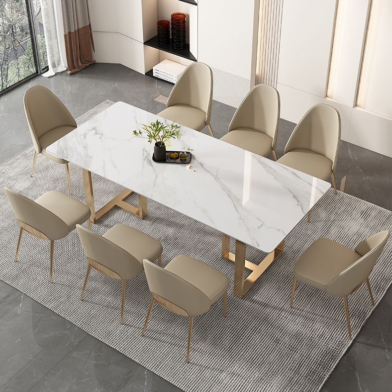 Glam Sintered Stone White Dining Table Rectangle Kitchen Dining Table for Kitchen Clearhalo ' dining_table' 'Dining Tables & Seating' 'Dining Tables' 'furn' 'furn_dining_table' 'Furniture' 'furniture_dining_table' 'Kitchen & Dining Furniture' 'kitchen&dining_furn' 'kitchen' 'kitchen_dining_table' 1200x1200_0e4bae48-9f47-4730-8003-906cc326a479
