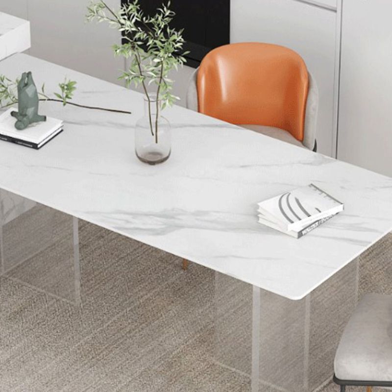 Rectangle Stone Top Dining Table Modern Transparent Acrylic Base Dining Table Clearhalo 'Dining Tables & Seating' 'Dining Tables' 'dining_table' 'furn' 'furn_dining_table' 'Furniture' 'furniture_dining_table' 'Kitchen & Dining Furniture' 'kitchen' 'kitchen_dining_table' 1200x1200_0e4c7921-3b6b-488c-94e9-da4acd326d98