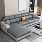 31.49" Tall Grey Sectional Sofa Faux Leather/Linen Flared Arm Modular Sofa Clearhalo 'furn' 'furn_sectionals' 'Furniture' 'Living Room Furniture' 'Sectionals' 1200x1200_0e4d811f-0a49-4a5a-bb4a-16f6719f9cf4