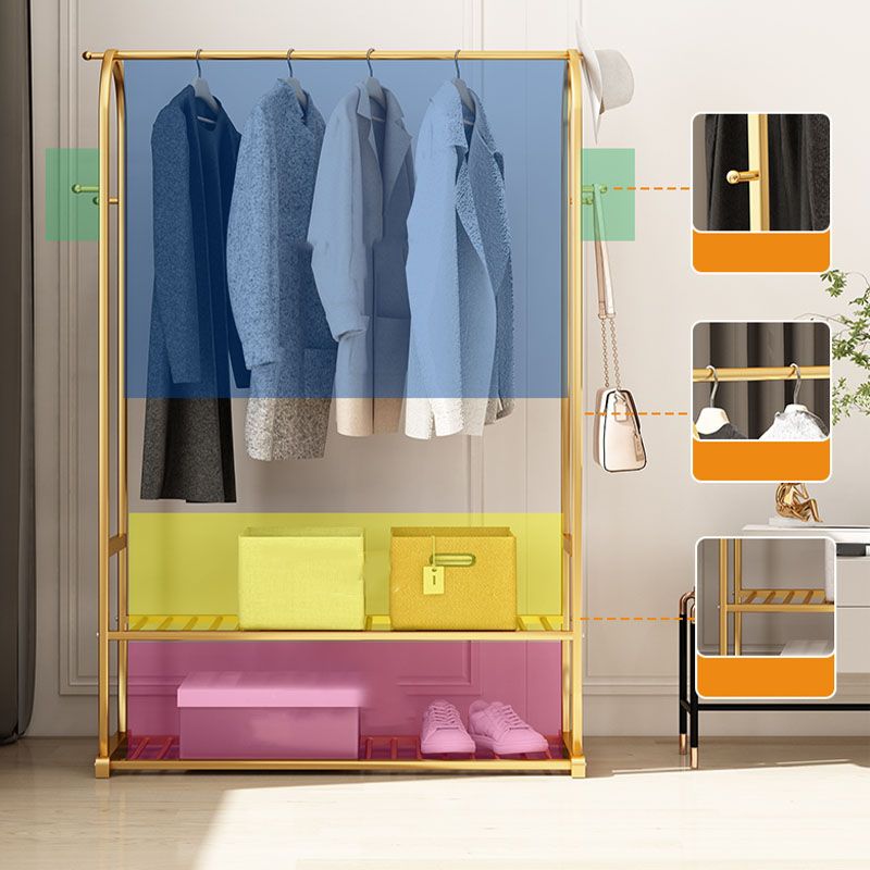 Luxurious Metallic Coat Ranger Free Standing Stalles Doble Design Reparto