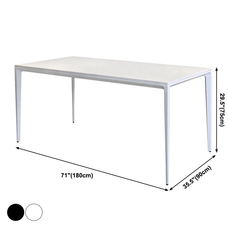 Contemporary Dining Table Sintered Stone Rectangular Table with Metallic Four-leg Clearhalo ' dining_table' 'Dining Tables & Seating' 'Dining Tables' 'Furniture' 'furniture_dining_table' 'Kitchen & Dining Furniture' 'kitchen&dining_furn' 'kitchen' 'kitchen_dining_table' 1200x1200_0e53e6bd-c128-4027-b063-dc452285c6b4