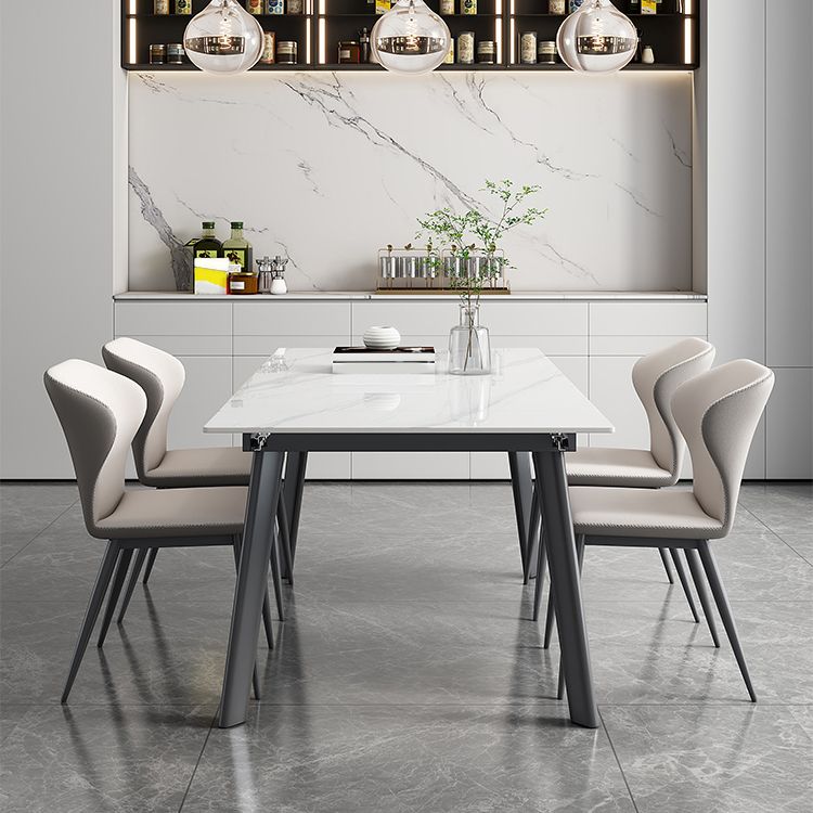 Contemporary 1/2/5/7 Pieces Furniture Rectangle Stone Dining Set in White Clearhalo 'Dining Room Sets' 'Dining Tables & Seating' 'dining_room_set' 'furn' 'furn_dining_room_set' 'Furniture' 'Kitchen & Dining Furniture' 1200x1200_0e54112b-f5cf-48a1-bdc2-3f4bc2180184