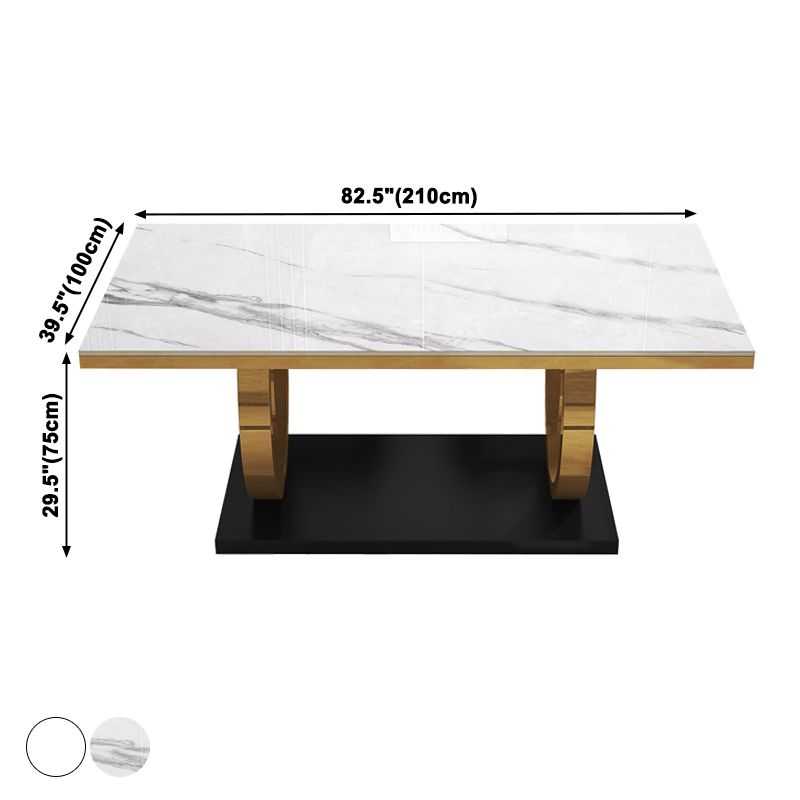 Metal Traditional Luxury Rectangle Indoor Table Sintered Stone Table with Metal Pedestal Base Clearhalo ' dining_table' 'Dining Tables & Seating' 'Dining Tables' 'furn' 'furn_dining_table' 'Furniture' 'furniture_dining_table' 'Kitchen & Dining Furniture' 'kitchen&dining_furn' 'kitchen' 'kitchen_dining_table' 1200x1200_0e5522d0-6cbf-4c34-bc82-cf59e8f5fcd5