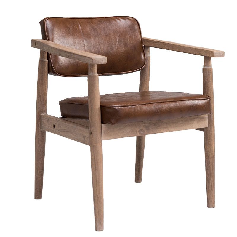 Farmhouse Coffee Shop Open Arm Chair Leather Matte Finish Dining Chair Clearhalo ' kitchen&dining_furn' 'Dining Chairs' 'Dining Tables & Seating' 'dining_chair' 'furn' 'furn_dining_chair' 'Furniture' 'furniture_dining_chair' 'Kitchen & Dining Furniture' 'kitchen' 1200x1200_0e55ed11-9f04-4acb-8f75-0fdf01d15980