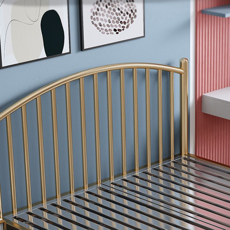 Metal Bed Frame in Stainless Steel 40.16" H Open-Frame Bed with Headboard