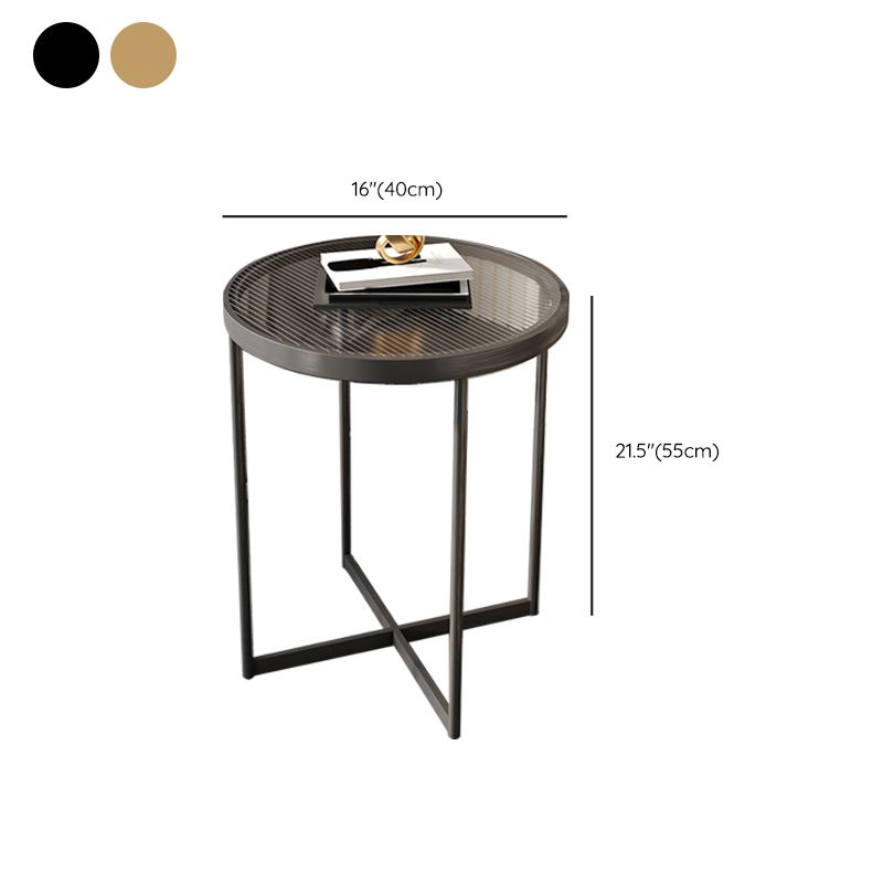 Modern Glass Round Side End Table Cross Legs Sofa Corner Table Clearhalo 'Coffee & Accent Tables' 'End & Side Tables' 'end_side_tables' 'furn' 'furn_end_side_tables' 'Furniture' 'Living Room Furniture' 1200x1200_0e57242c-8af4-4eb7-9a1c-1c274d972bcf