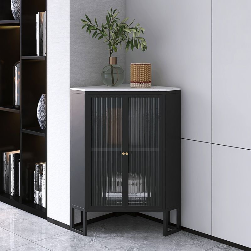 35.5 "H Modern Stone Buffet aparador 2 Puertas de vidrio Servidor de buffet de comedor