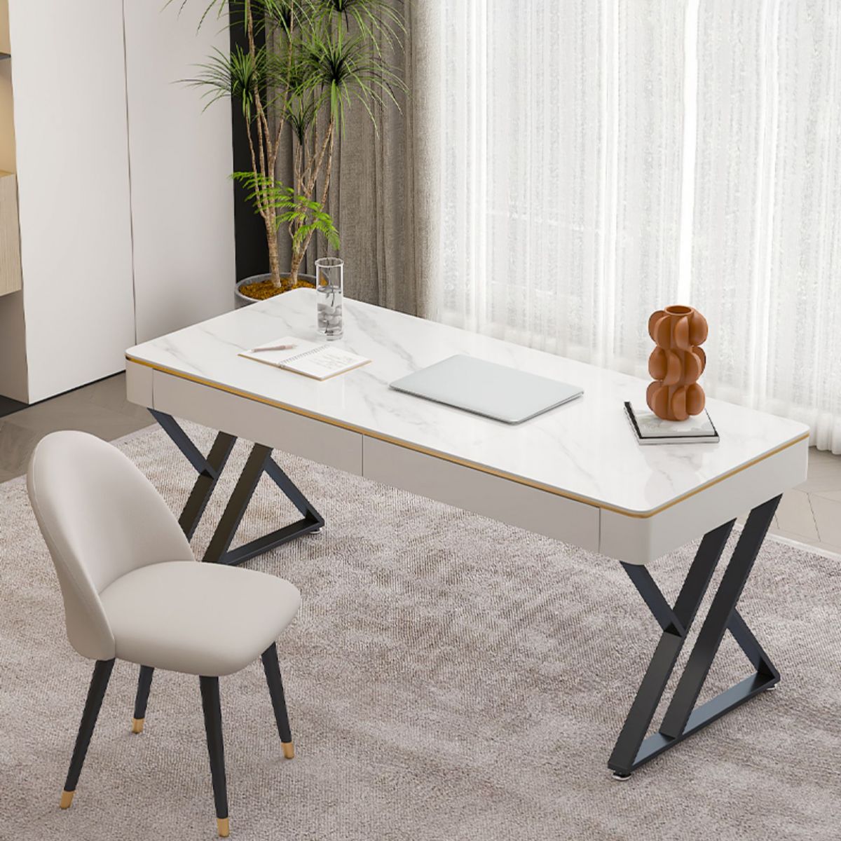 Glam Curved Office Desk Antique Finish Computer Desk with 2 Storage Drawers Clearhalo 'furn' 'furn_office_desk' 'Furniture' 'Office Desks' 'Office Furniture' 'office_desk' 1200x1200_0e5afde8-f6fa-4282-9b65-8e3dcd681313