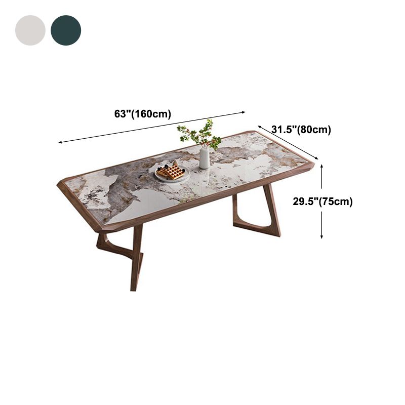 Brown Finish Legs Dining Site Table Modern Stone Top Rectangle Counter Dining Table Clearhalo 'Dining Tables & Seating' 'Dining Tables' 'dining_table' 'furn' 'furn_dining_table' 'Furniture' 'furniture_dining_table' 'Kitchen & Dining Furniture' 1200x1200_0e5b99b3-1b17-44a6-8b1f-70422cf828ae