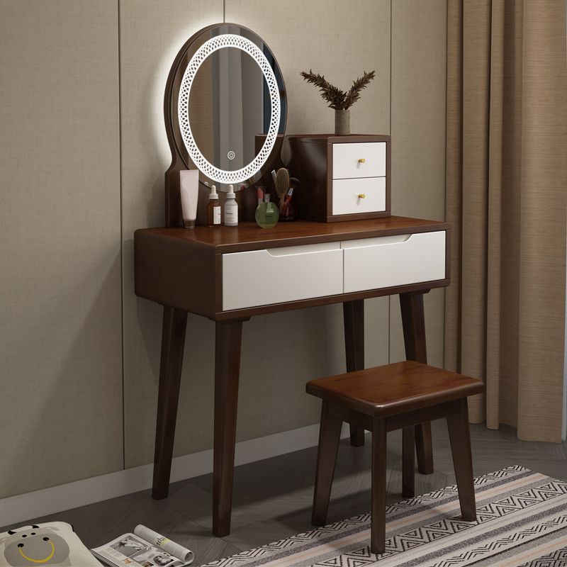 Scandinavian Wooden Make-up Vanity With Drawer in Brown for Bedroom Clearhalo 'Bedroom Furniture' 'furn' 'furn_makeup_vanities' 'Furniture' 'Makeup Vanities' 'makeup_vanities' 1200x1200_0e5beb70-b25f-44fa-b211-b51af943263f