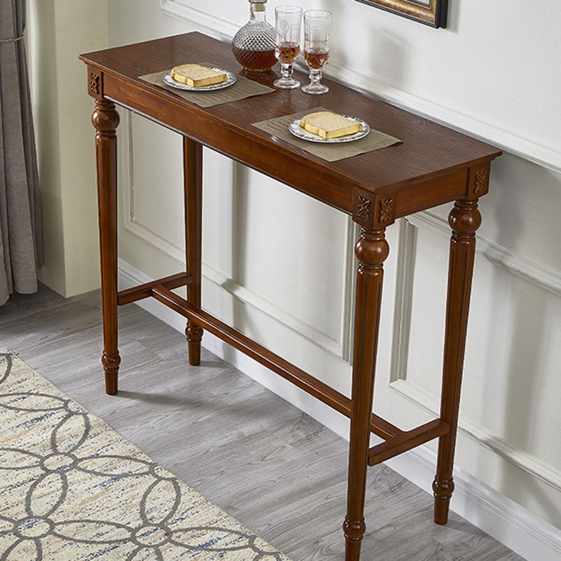 Table de bar rectangulaire de style moderne, table de salle à manger fixe en bois massif marron