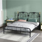 84.65 inch Wide Contemporary Bed Frame Metal Solid Color Bed with Headboard