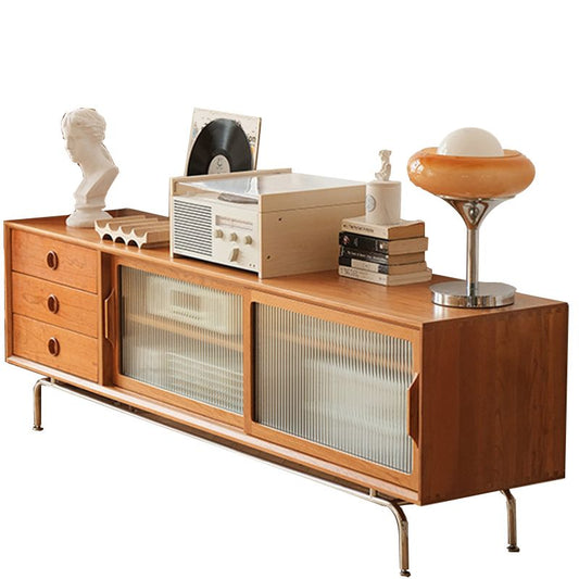 Console TV in legno di ciliegia moderno a 3 cassetti 3 cassetti con console multimediale con 2 porte