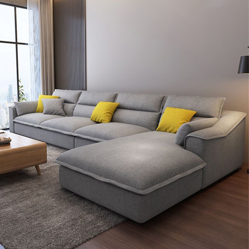 Moderno lino a 4 posti sezionale al braccio inclinato