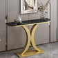 Tavolo da divano in ardesia e metallo moderno console mezzaluna resistente alle macchie per Hall