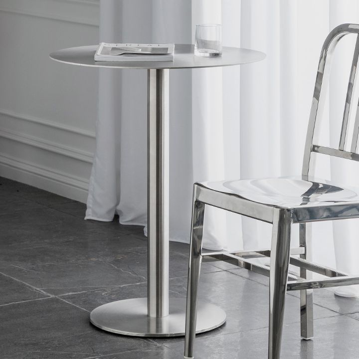 Industrial Dining Table Stainless Steel Table with Pedestal Base for Kitchen Clearhalo ' dining_table' 'Dining Tables & Seating' 'Dining Tables' 'furn' 'furn_dining_table' 'Furniture' 'furniture_dining_table' 'Kitchen & Dining Furniture' 'kitchen&dining_furn' 'kitchen' 'kitchen_dining_table' 1200x1200_0e62ef41-6b39-41c7-91aa-f4d8a7734718