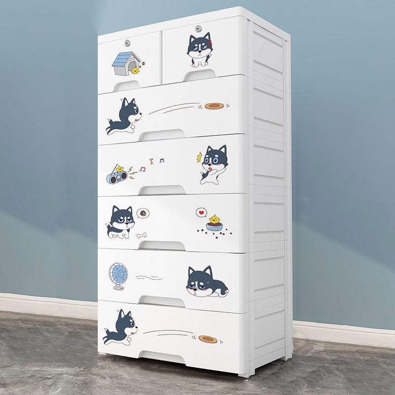 Eigentijdse garderobe witte kleur plastic garderobe kast met laden