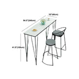 Stone Top Bar Dining Table Industrial Bar Dining Table with 4 Black Legs