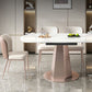 Modern Round Stone Top Dining Table with Pedestal for Living Room