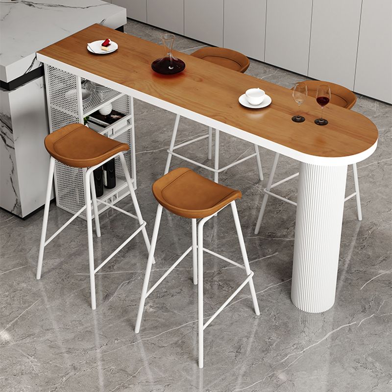 Solid Wood Bistro Table Pedestal Specialty Bar Dining Table with Shelves Clearhalo 'Bar Furniture' 'Bar Tables' 'bar_tables' 'furn' 'furn_bar_tables' 'Furniture' 'Kitchen & Dining Furniture' 1200x1200_0e66c49a-b7a1-4a13-8783-326cf24437a1