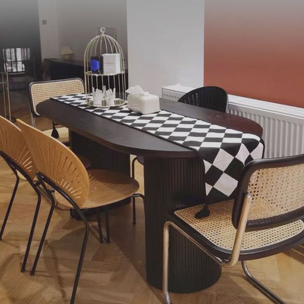 Oval Dining Table Contemporary Dining Table with Sled Base in Black Clearhalo 'Dining Tables & Seating' 'Dining Tables' 'dining_table' 'furn' 'furn_dining_table' 'Furniture' 'Kitchen & Dining Furniture' 1200x1200_0e690e31-7f6c-4a65-a002-375d3037ede8