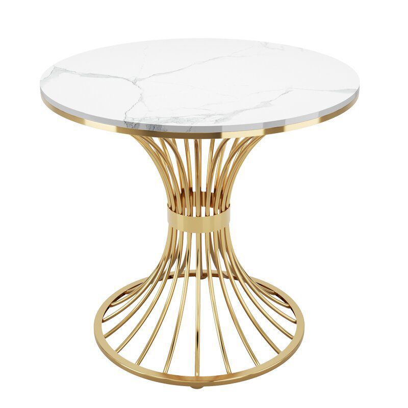 Polished Finish Stone Top Table Modern Style Round Dining Table Clearhalo 'Dining Tables & Seating' 'Dining Tables' 'dining_table' 'furn' 'furn_dining_table' 'Furniture' 'Kitchen & Dining Furniture' 1200x1200_0e6a688d-c6ad-4560-9b66-c66040289c8e