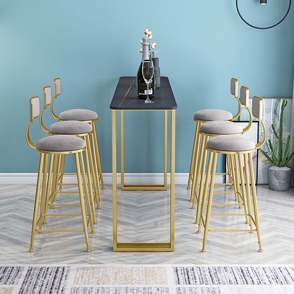 Modern Marble Counter Table with Rectangle Table Top Sled Table - 42" H Clearhalo 'Bar Furniture' 'Bar Tables' 'bar_tables' 'furn' 'furn_bar_tables' 'Furniture' 'furniture_bar_tables' 'Kitchen & Dining Furniture' 1200x1200_0e6ad974-6add-4020-a32d-fe53b52d565b
