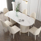 Oval Double Pedestal Modern Dining Table Sintered Stone Fixed Table for Kitchen Clearhalo ' dining_table' 'Dining Tables & Seating' 'Dining Tables' 'furn' 'furn_dining_table' 'Furniture' 'furniture_dining_table' 'Kitchen & Dining Furniture' 'kitchen&dining_furn' 'kitchen' 'kitchen_dining_table' 1200x1200_0e6ba500-2546-479c-93db-43b6509fc918