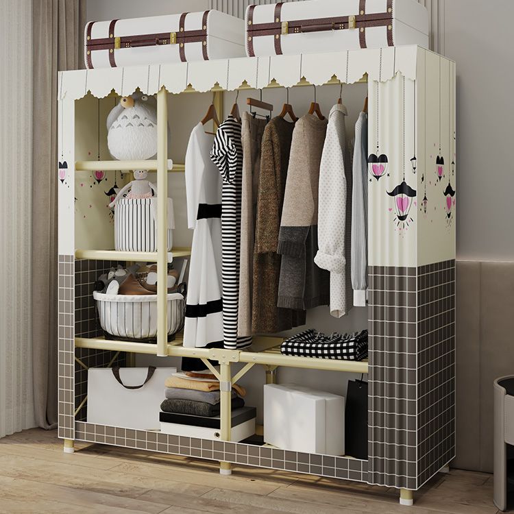 Contemporary Style Steel Wardrobe Cloth Rod Included Wardrobe Closet with Legs Clearhalo 'Armoires & Wardrobes' 'armoires_wardrobes' 'Bedroom Furniture' 'furn' 'furn_armoires_wardrobes' 'Furniture' 1200x1200_0e6bcaa3-9dff-4841-883c-bdb703c47364
