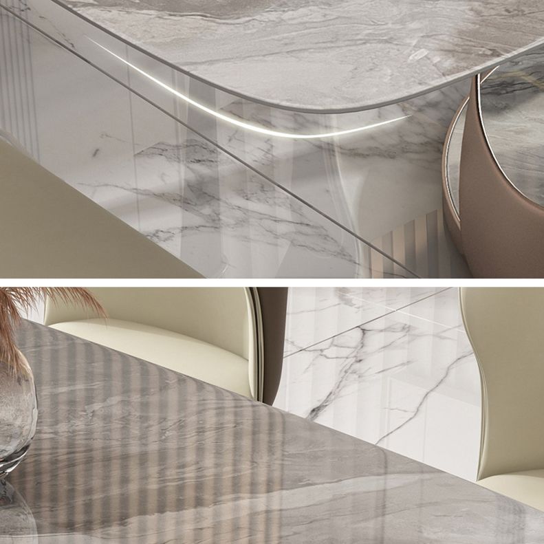 Modern Style Traditional Height Dining Set with Grey Fixed Rectangle Shape Table and Trestle Base Clearhalo 'Dining Room Sets' 'Dining Tables & Seating' 'dining_room_set' 'furn' 'furn_dining_room_set' 'Furniture' 'furniture_dining_room_set' 'Kitchen & Dining Furniture' 'kitchen&dining_furn' 'kitchen' 1200x1200_0e6be732-cb5e-4f37-a671-96a04dea2210