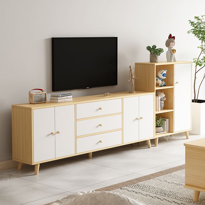 Consola de TV de 2 puertas de estilo de madera de estilo escandinavo con almacenamiento
