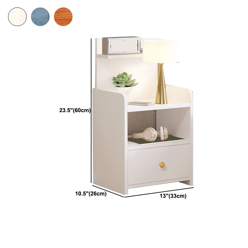 Mesa de madera dormitorio de almacenamiento abierto nocturno con cajón