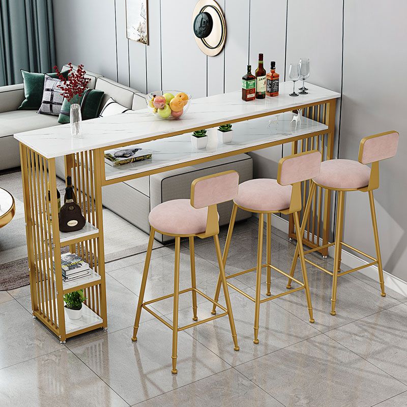 Glam Indoor Bar-Esstisch, rechteckiger Barhocker-Tisch aus Marmor