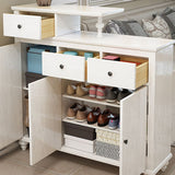 Distressed Wood Cabinet Wood 3 - Doors and 3 - Drawer Accent Cabinet Clearhalo 'Cabinets & Chests' 'cabinets_chests' 'furn' 'furn_cabinets_chests' 'Furniture' 'Living Room Furniture' 1200x1200_0e70b173-66fb-41ad-94b3-780a01f9b849