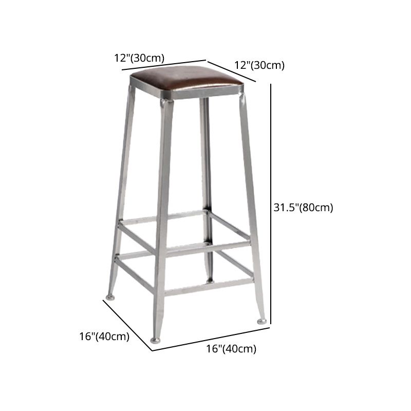Industrial Coffee Shop Footrest Stools Silver Iron Bar Stool Clearhalo 'Bar Furniture' 'Bar Stools' 'bar_stools' 'furn' 'furn_bar_stools' 'Furniture' 'furniture_bar_stools' 'Kitchen & Dining Furniture' 1200x1200_0e70f41e-4ced-457f-b3a3-df0577702aa6