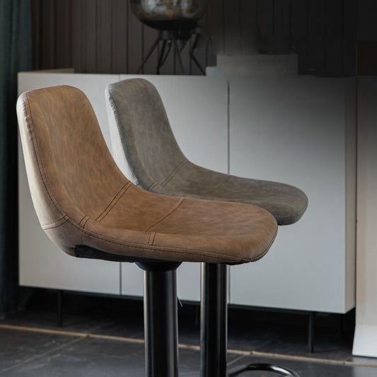 Contemporary Matte Finish Leather Barstool Adjustable Height Footrest Home Stool Clearhalo 'Bar Furniture' 'Bar Stools' 'bar_stools' 'Furniture' 'furniture_bar_stools' 'Kitchen & Dining Furniture' 1200x1200_0e71dda1-4106-49a5-ac59-427009149464