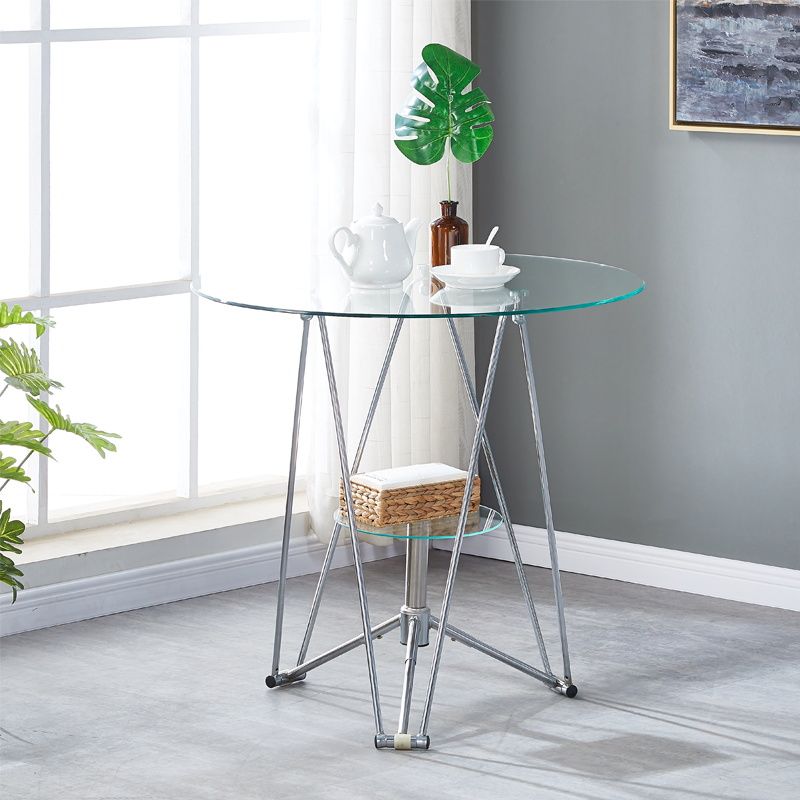 Round Tripod Dining Site Table Metal Dinette Table with Tempered Glass Clearhalo ' dining_table' 'Dining Tables & Seating' 'Dining Tables' 'Furniture' 'furniture_dining_table' 'Kitchen & Dining Furniture' 'kitchen&dining_furn' 'kitchen' 'kitchen_dining_table' 1200x1200_0e71e022-a7f1-41ce-9a0b-940fac95f5b7