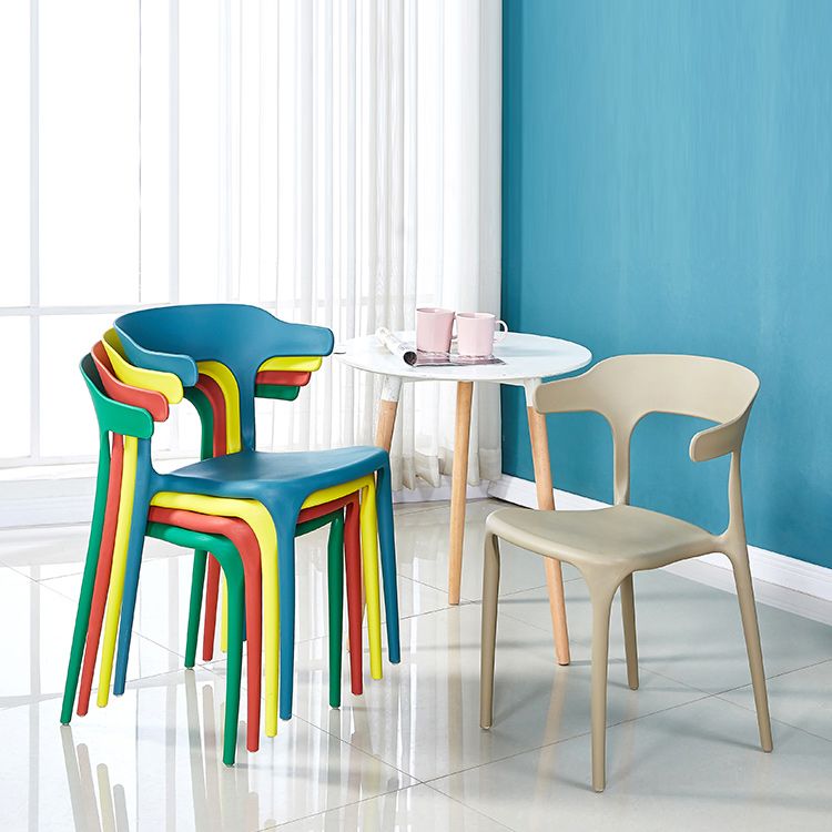Contemporary Plastic Home Arm Chair Open Back Matte Finish Dining Chair Clearhalo ' kitchen&dining_furn' 'Dining Chairs' 'Dining Tables & Seating' 'dining_chair' 'furn' 'furn_dining_chair' 'Furniture' 'furniture_dining_chair' 'Kitchen & Dining Furniture' 'kitchen' 1200x1200_0e727d8a-a12c-4984-be3f-d43f2f074695