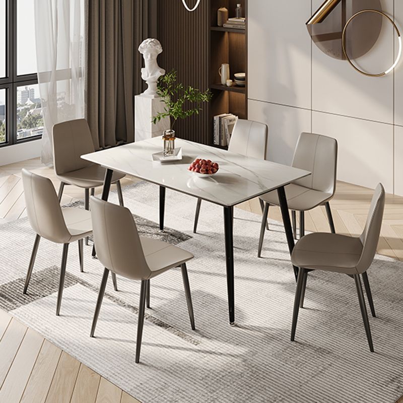 Modern Rectangle Dining Table for Home White Dinette Table with 4 Legs Clearhalo 'Dining Tables & Seating' 'Dining Tables' 'dining_table' 'furn' 'furn_dining_table' 'Furniture' 'Kitchen & Dining Furniture' 1200x1200_0e73a6cc-ef8a-4cad-a612-39cce4f7f77f