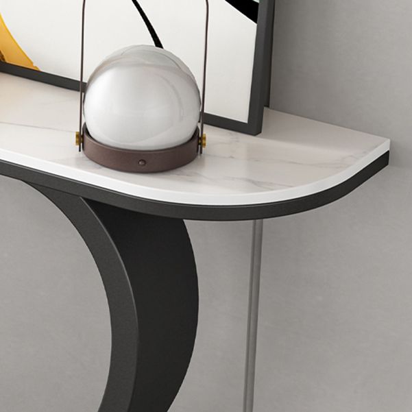 Tavolo di accento console mezzaluna moderna tavola console di finitura antica in pietra