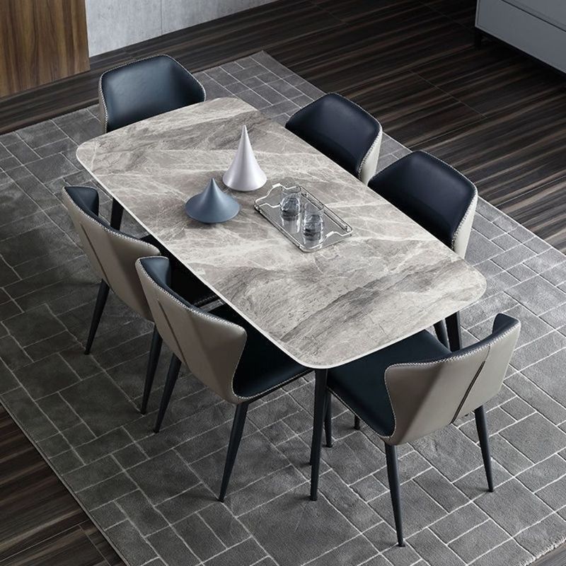 Contemporary Style 1/2/3/5/7 Pieces Dining Chairs Set Rectangle Stone Furniture in Gray Clearhalo 'Dining Room Sets' 'Dining Tables & Seating' 'dining_room_set' 'furn' 'furn_dining_room_set' 'Furniture' 'Kitchen & Dining Furniture' 1200x1200_0e73e5f4-b66c-4f52-9473-628632fd7246