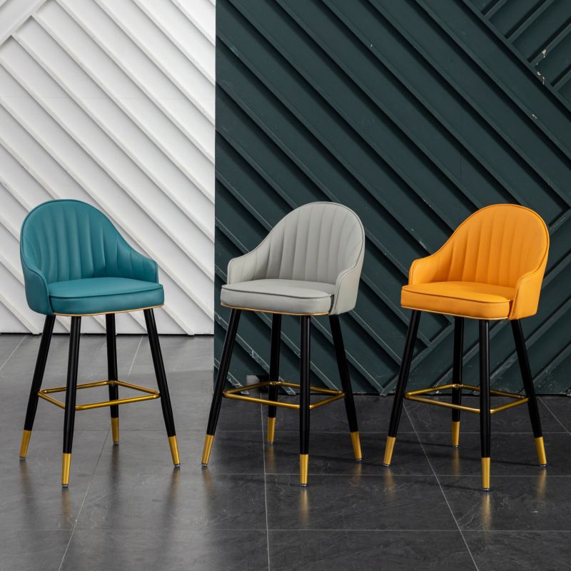 Scandinavian Armed Reception Stool Matte Finish Leather Barstool Clearhalo 'Bar Furniture' 'Bar Stools' 'bar_stools' 'furn' 'furn_bar_stools' 'Furniture' 'furniture_bar_stools' 'Kitchen & Dining Furniture' 1200x1200_0e74f52c-79e8-4fe9-bd45-dfcbe0946d6d