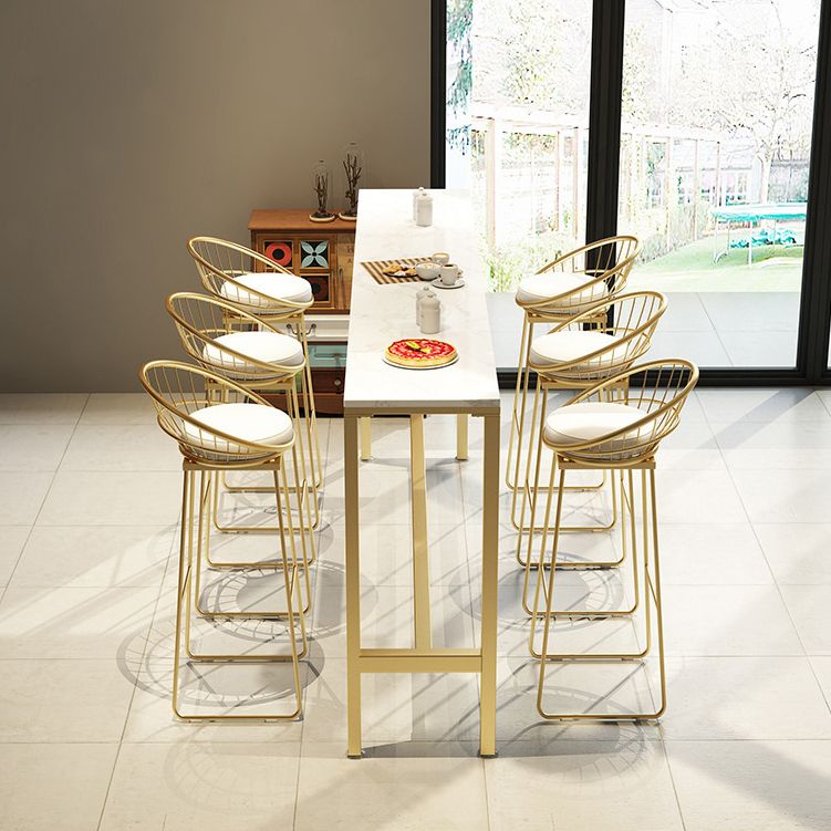 1/7 Pieces Luxurious Rectangular Pub Table Set Artificial Marble Top Counter Table Set