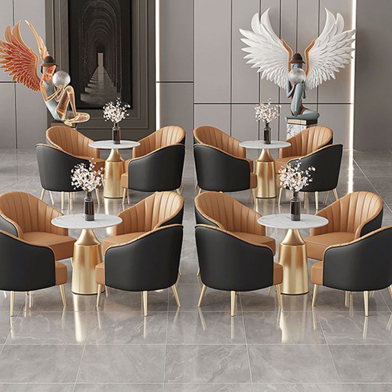 Modern Round Dining Table Glossy White Stone Top Table for Home Clearhalo 'Dining Tables & Seating' 'Dining Tables' 'dining_table' 'furn' 'furn_dining_table' 'Furniture' 'Kitchen & Dining Furniture' 1200x1200_0e784348-a42e-4d00-9d5b-64557e139cda