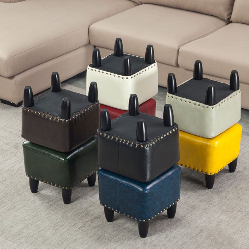 Leather Standard Stool Modern Style Simple Household Square Footstool Clearhalo 'furn' 'furn_ottomans_poufs' 'Furniture' 'Living Room Furniture' 'Ottomans & Poufs' 'ottomans_poufs' 1200x1200_0e78c9b1-e34e-44ea-8b97-50a27a2ab807