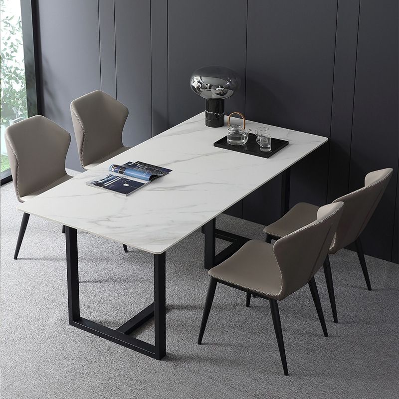 Industrial Dining Table Sintered Stone Table with Black Double Pedestal for Dining Room Clearhalo ' dining_table' 'Dining Tables & Seating' 'Dining Tables' 'furn' 'furn_dining_table' 'Furniture' 'furniture_dining_table' 'Kitchen & Dining Furniture' 'kitchen&dining_furn' 'kitchen' 'kitchen_dining_table' 1200x1200_0e7d24e6-59fe-4bd7-af3a-1c090c039dc2