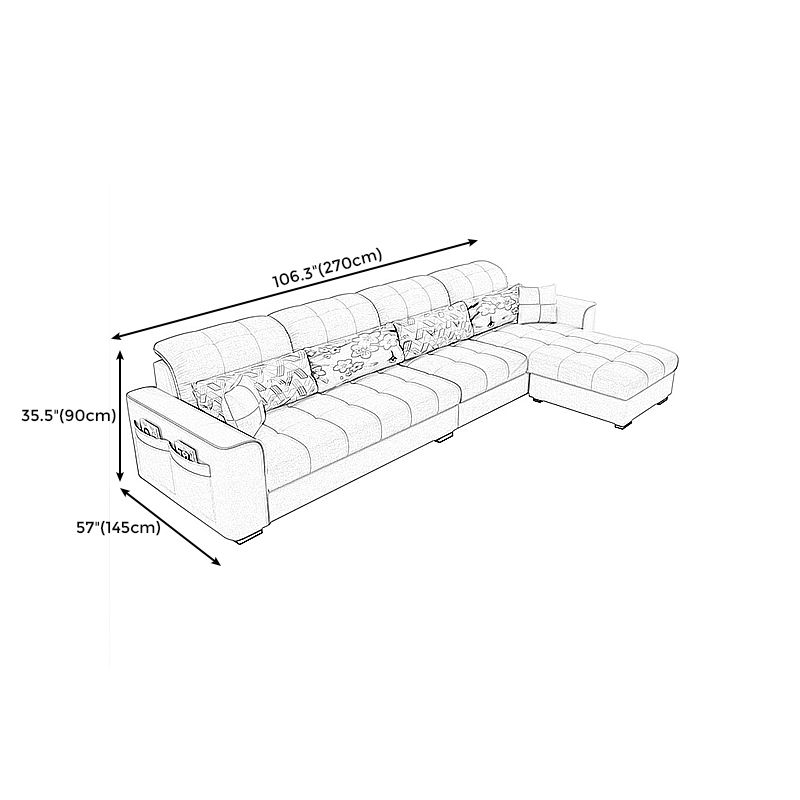 Modern Square Arm Sectionals 106.3"L High Back Sofa and Chaise with Storage Clearhalo 'furn' 'furn_sectionals' 'Furniture' 'furniture_sectionals' 'kitchen' 'kitchen_sectionals' 'Living Room Furniture' 'Sectionals' 1200x1200_0e82fbdc-544b-4e1f-aac4-c2bf7e45e796