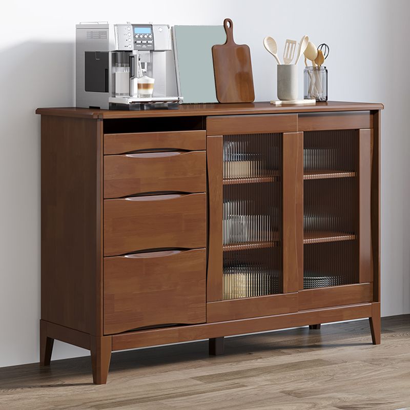 Tavolo da buffet in stile moderno in legno massiccio da 31,7 pollici con armadi